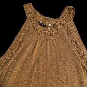 Pennington Long Sparkly Gold knit tank top